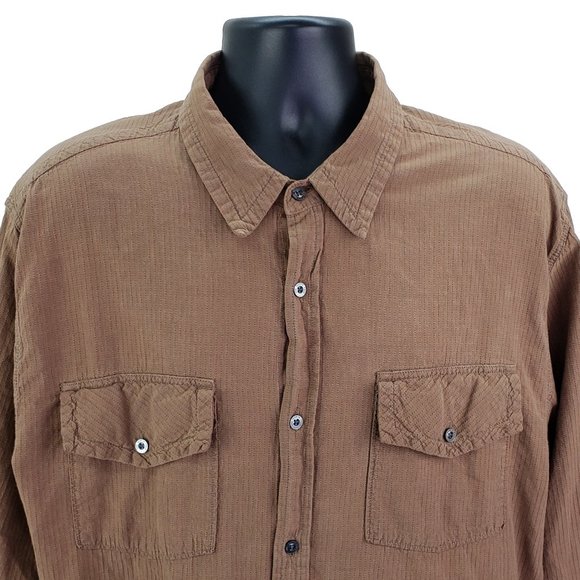 The North Face Mens Shirt XXL Brown Button Front Long Sleeve Textured Cotton 2XL - Picture 4 of 6